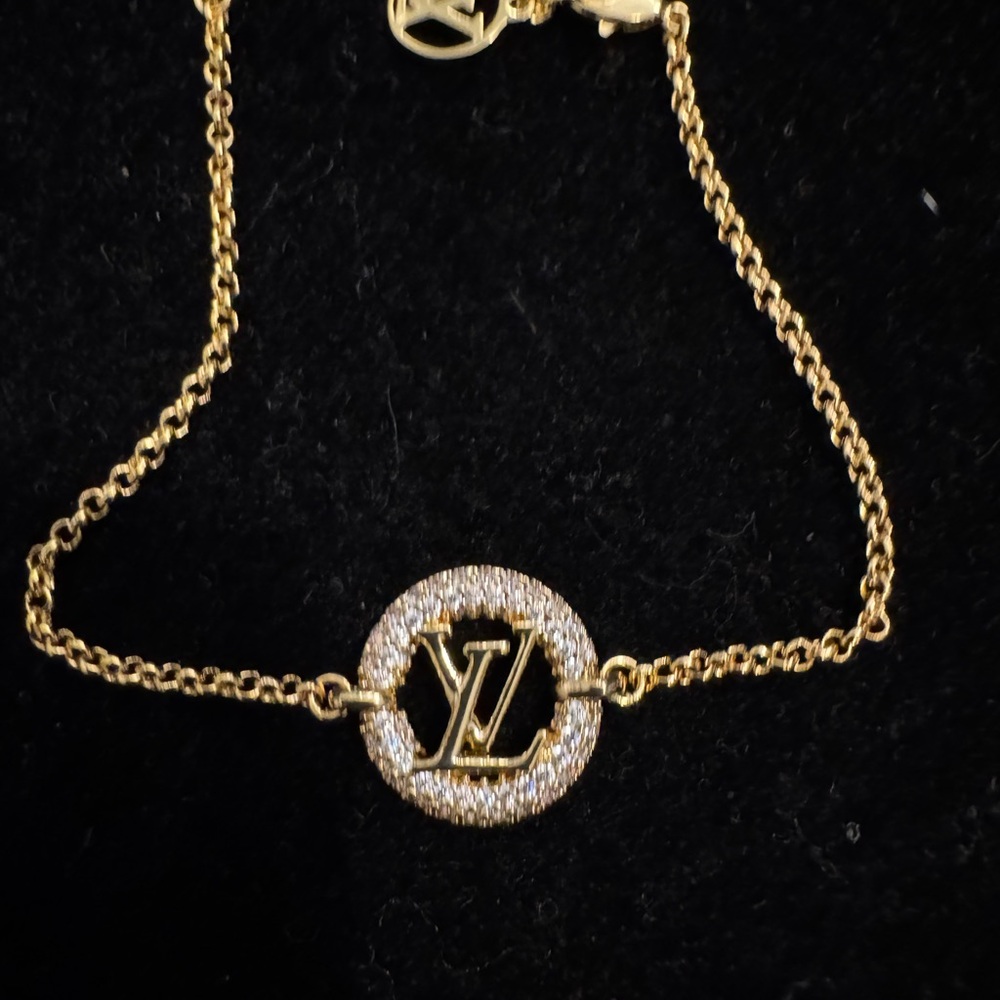 Louis Vuitton Gold Crystal Logo Bracelet M00758 - Picture 2 of 4
